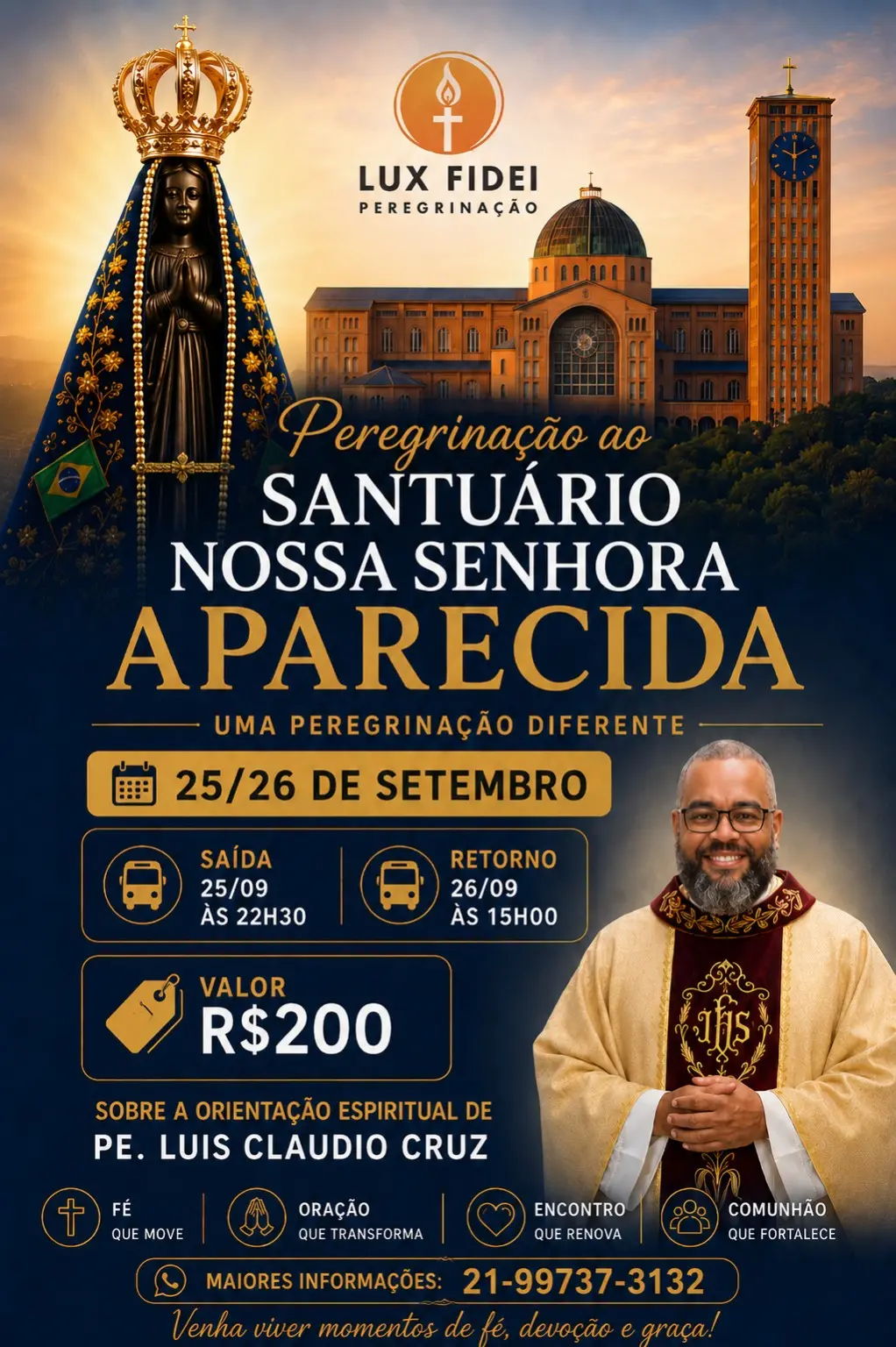 Arte oficial da peregrinação ao Santuário Nacional de Aparecida, nos dias 25 e 26 de setembro