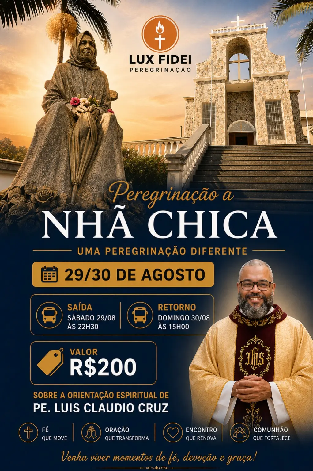 Arte oficial da peregrinação a Nhá Chica, em Baependi, nos dias 29 e 30 de agosto